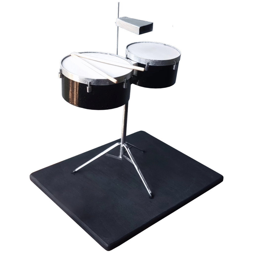 Black Powder Coated Shell Timbales | Instrumentos Miniatura SV El Salvador